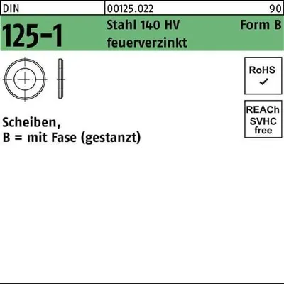 Produktbild von Reyher  Scheiben DIN 125 St. 140 HV B 10,5 tZn (1000 Stück)