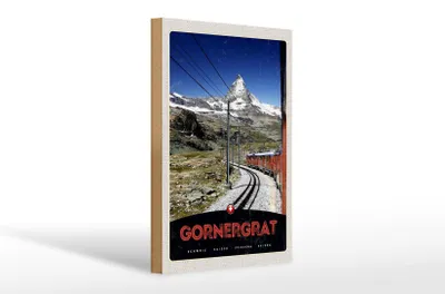 Produktbild von Holzschild Reise 20x30cm Gornergrat Schweiz Schnee Bahn