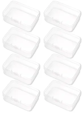 8er-Set Aufbewahrungsboxen, transparent, 7,5x5x2 cm, mit Klappdeckel