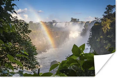 Produktbild von MuchoWow® Poster Wasserfall - Regenbogen - Tropisch 90x60 cm - Schlafzimmer