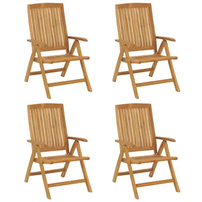 Produktbild von vidaXL 4-teiliges Set aus massivem Teakholz mit verstellbarer Rückenlehne