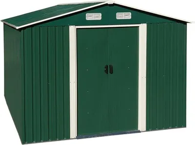 Produktbild von Geräteschuppen Gerätehaus Gartenhaus 392x257x178 cm Metall Fundament Grün