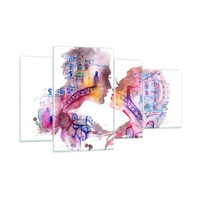 Produktbild von Bilder auf glas - Paar Liebe Frau urban - 120x70cm - Glasbilder - Wandbilder - Kunstdruck - zum Aufhängen bereit - Wanddekoration aus Glas - Glas Bilder - Wandbild auf Glas - 4 Teile - GDL120x70-3132