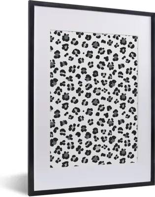 Produktbild von MuchoWow® Gerahmtes Poster Pantherdruck - Grau - Flecken 30x40 cm - Poster mit Schwarzem Bilderrahmen Wandposter Rahmen Foto Bilder - Wandposter Schlafzimmer