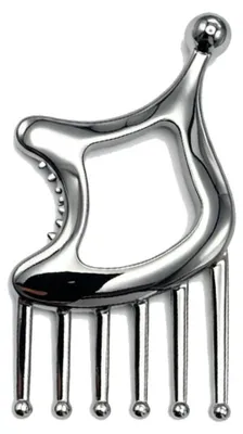 Productafbeelding van INF Piano Meridiaan Massagekam — Zinklegering Acupressuur Gua Sha-hulpmiddel voor Hoofdhuid, Gezicht, Nek en Schouders, Zilver, 10.1cm x 5.5cm