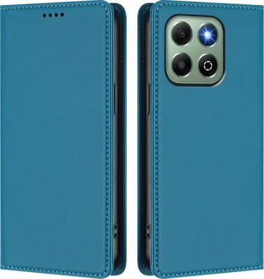 Produktbild von Handyhülle für Honor X6B/Honor X6A, Kunstleder Klapphülle Stoßfeste Magnetische Hülle mit Ständer Blau
