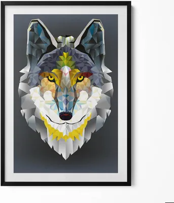 Produktbild von Wolfskopf– Wandbild mit Rahmen – Gerahmtes Bild  – Wanddekoration – 70x100 cm –  Schwarz Rahmen