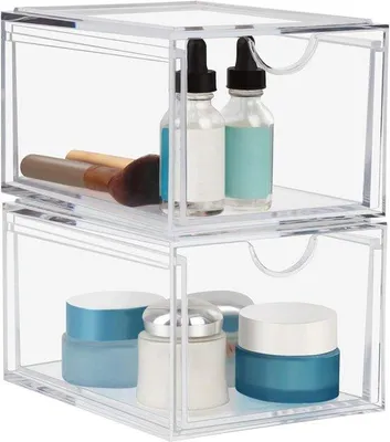 Obrázek produktu pro Průhledné stohovatelné boxy na kosmetiku, sada 2 ks