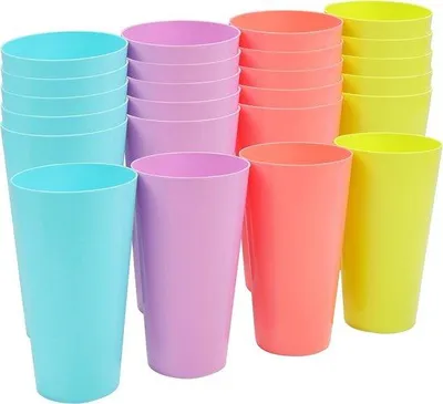 Produktbild von Famanu Plastikbecher Set 24 Stück - 600ml - Mehrfarbig