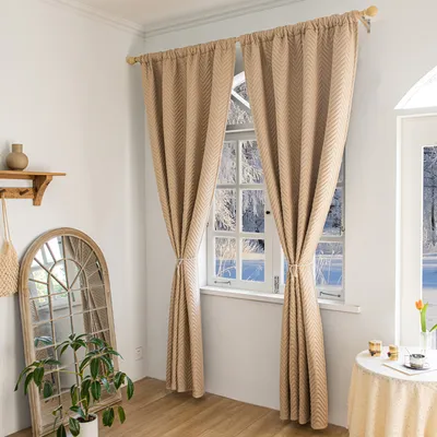 Produktbild von 1x Thermovorhang Kälteschutz Thermo Vorhang Kräuselband Blickdicht Gardinen 100% Verdunkelung Vorhänge Verdunkelungsvorhang, 140*175cm, Beige
