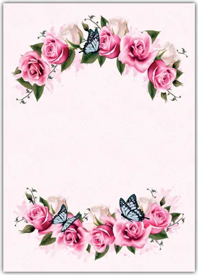 Produktbild von Blumen Motivpapier Briefpapier pink rosa Rosen mit blauen Schmetterlingen (MPA-5212, DIN A4, 100 Blatt)