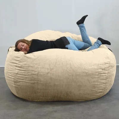 Image de Pouf géant déhoussable microsuède beige 200 cm