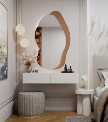 Image de Vanité cosmétique suspendue MIKA 110 cm 2 tiroirs pour chambre à coucher Cachemire Beige