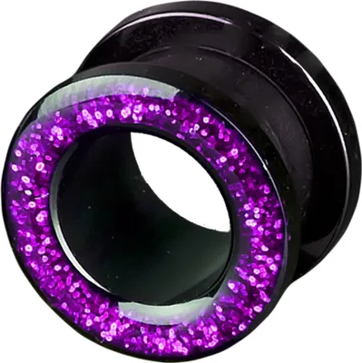 Produktbild von viva-adorno 1 Stück 6mm Flesh Tunnel Acryl Glitzerdesign zum Schrauben Z2c, Violett