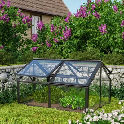 Produktbild von Vitavia Hochbeet "Gamma" schwarz 124 x 89 x 71 cm (ohne Unterbau) 3 mm ESG