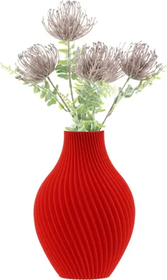 Imagen del producto de Flores artificiales en jarrón, diseño 3D, color rojo, altura 20 cm, decorativas, de plástico