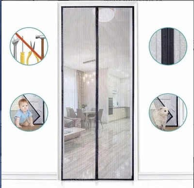 Obrázok produktu pre Sieťka proti hmyzu Famanu pre balkónové dvere – jednoduchá montáž, 90 x 210 cm, čierna