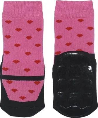 Produktbild von Kinder ABS-Socken für Mädchen aus Baumwolle Tanzschuhe Schwarz und Dunkelrosa Größe 23-26