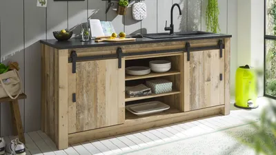 Produktbild von Spültisch Sherwood Küchenschrank Old Style hell 2 trg. 201 cm