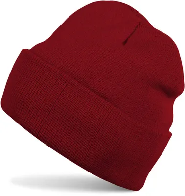 Produktbild von styleBREAKER Uni Strickmütze Beanie Umschlag Polyacryl, Bordeaux-Rot