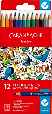 Produktbild von Caran d'Ache - Farbstift Caran d'Ache School Aquarel | Box ein 12 Stück