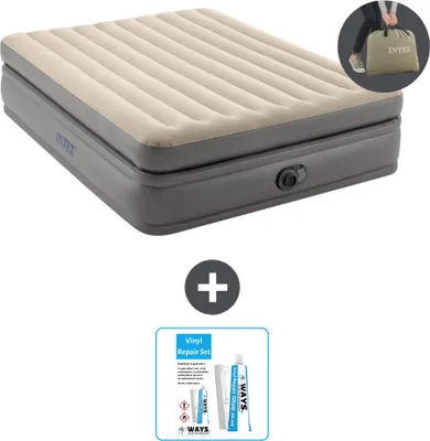 Produktbild von Intex Luftbett - 2 Personen - 152 x 203 x 51 cm - Grau - Inklusive Pumpe - Reperaturset