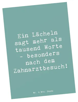 Produktbild von Mr. & Mrs. Panda Grußkarte Spruch Zahnärztin Lächeln - Meeresbrise - Geschenk, Zahnarzt, Postkarten, Postkarte, Mundgesundheit, kunstkarte, Fotokarte, Ansichtskarten