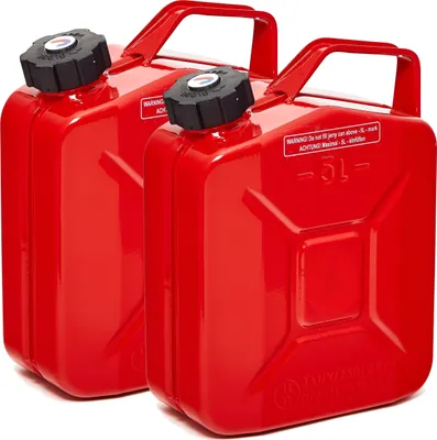Produktbild von BW® Kraftstoffkanister Metall Benzinkanister 2x 5 Liter mit Schraubverschluss - Rot RAL 3000 - UN-Zulassung - Hergestellt in Europa