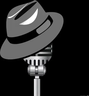 Produktbild von Musik Kunstdruck Bild - Fedora Hut Und Mikrofon (70 x 70 cm)