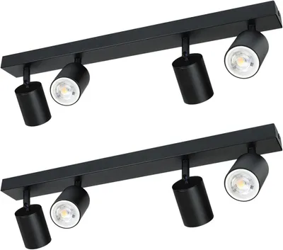 Obrázek produktu pro ZMH LED stropní svítidlo černé 2 stropní bodová světla: GU10 stropní svítidlo bodovky 4 plameny 330° otočné stropní bodovky moderní svítidlo do chodby bez žárovek