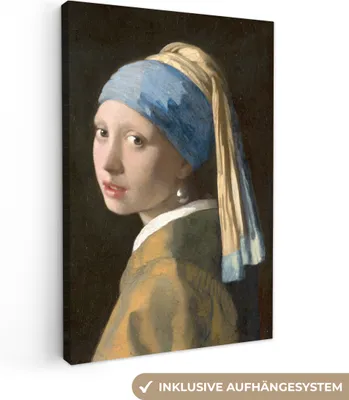 Produktbild von MuchoWow® - Leinwandbilder - Das Mädchen mit dem Perlenohrring - Gemälde von Johannes Vermeer, Wandbild, Wanddeko Bilder Wohnzimmer, 80x120 cm
