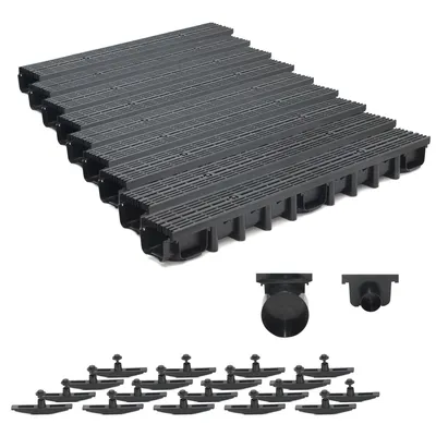 Produktbild von SPEEDPLANT Entwässerungsrinne A15 mit Kunststoffrost Schwarz Line – 9 m Bodenrinne, 1,5 t Belastbarkeit, Tiefe 98 mm, inkl. Zubehör