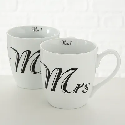 Produktbild von Jumbo Becher Kaffeebecher Mr + Mrs H 10 cm  2er Set