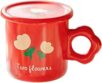 Immagine prodotto di Tazza in Vetroceramica con cucchiaino e coperchio - 500 ml, multifunzionale e lavabile, per caffè, tè e cioccolata calda