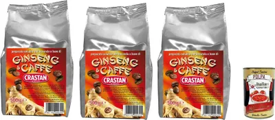 Produktbild von Crastan Ginseng e caffe' solubile, ungesüßt Instant Ginseng & Kaffee Drink 3x 500g, Für automatische Maschinen + Italian Gourmet polpa 400g