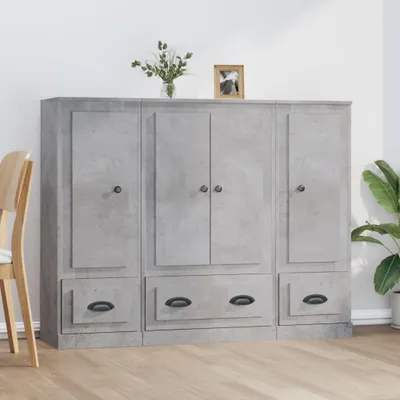 Zdjęcie produktu dla vidaXL Highboards 3 szt. Betonowo-szary materiał drewnopochodny