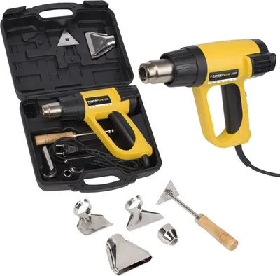 Zdjęcie produktu dla Pistolet na gorące powietrze Powerplus Pistolet na gorące powietrze 2000 W + wyświetlacz 3 poziomy temperatury + walizka