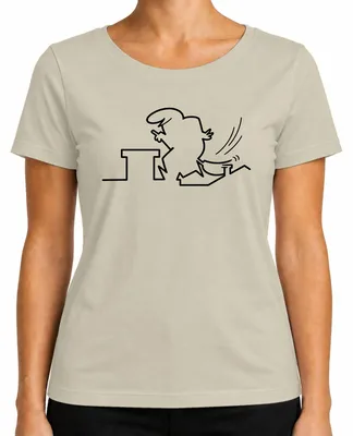 Imagen del producto de La Línea Balum, diseño "Strichmännchen" de Osvaldo, camiseta para mujer, color natural, talla L