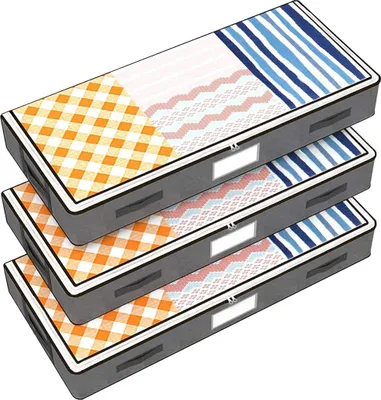 Produktbild von Bett Organizer – 3er Set – Geräumige Aufbewahrungstaschen für Kleidung und Bettdecken – Grau – Praktische Stauraumlösungen für unter das Bett