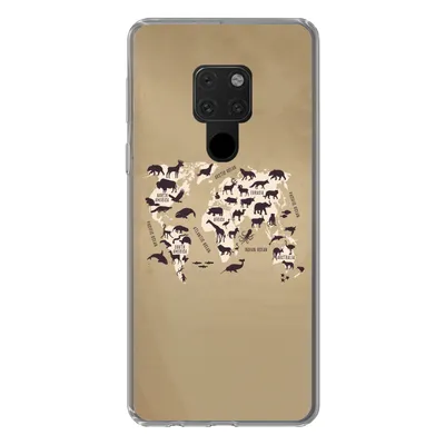 Produktbild von MuchoWow® Handyhülle Schutzhülle Hülle für Huawei P40 Lite Weltkarte - Tiere - Braun Silikon Softcase Handy Hülle - Handy