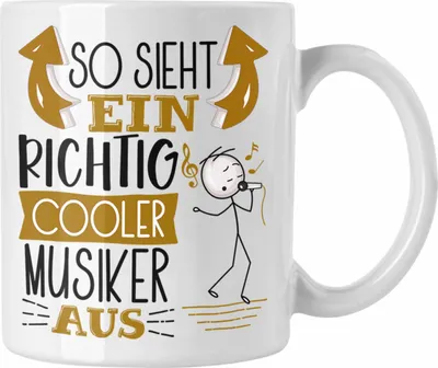 Produktbild von Trendation - Musiker Tasse Geschenk So Sieht Ein RIchtig Cooler Musiker Aus Geschenkidee Lustiger Spruch Geburtstag Becher Kaffeetasse Musiklehrer (Weiß)