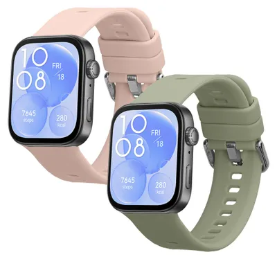 Produktbild von kwmobile 2x Uhrenarmband für Huawei Watch Fit 3 Armband - Fitnesstracker Band Set aus TPU Silikon - Ersatzarmband Smartwatch - Pastellgrün Altrosa