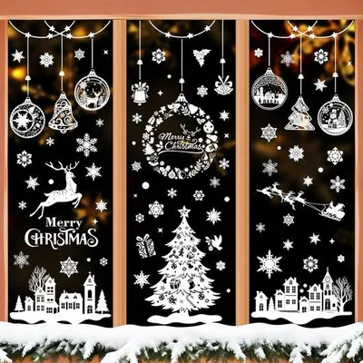 Produktbild von Weihnachtsfensterfolie selbstklebend, weiß, PVC, wiederverwendbar, groß