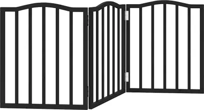 Immagine prodotto di vidaXL Cancelletto pieghevole per cani 3 pezzi nero 150 cm in legno di pioppo