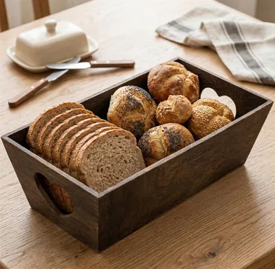 Image de Caisse en bois "cœur" marron, corbeille à fruits, caisse à vin