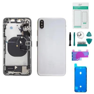 Produktbild von iPhone XS Max Gehäuse mit Backcover Silber - Set