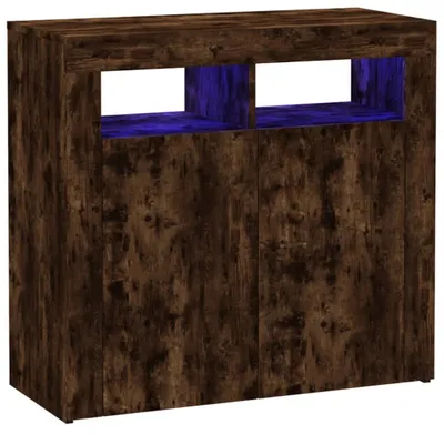 Image de Buffet avec éclairage LED chêne fumé 80x35x75 cm