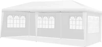Produktbild von COSTWAY 3x6m záhradný pavilón párty stan so 4 odnímateľnými bočnými stenami vrátane prepravnej tašky biely
