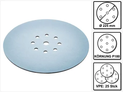 Productafbeelding van Festool schuurschijven STF 225 mm P180 GR S/25 Granat Soft 25 stuks ( 204225 )