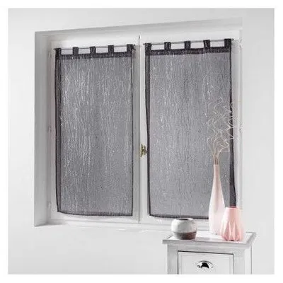 Image de Paire de voilage à passants - 90 x 160 cm - Filiane - Gris anthracite